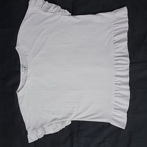 Counterparts Womens White Eyelet Embroidered Ruffle Top/Blouse Size XL